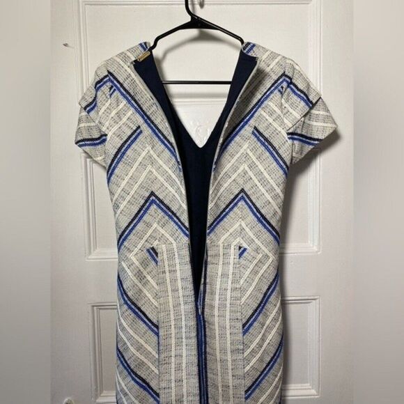 Rebecca Minkoff | Katya Tweed Pattern Mini Sheath Dress Gray/Blue Sz 2 XS - Picture 10 of 12